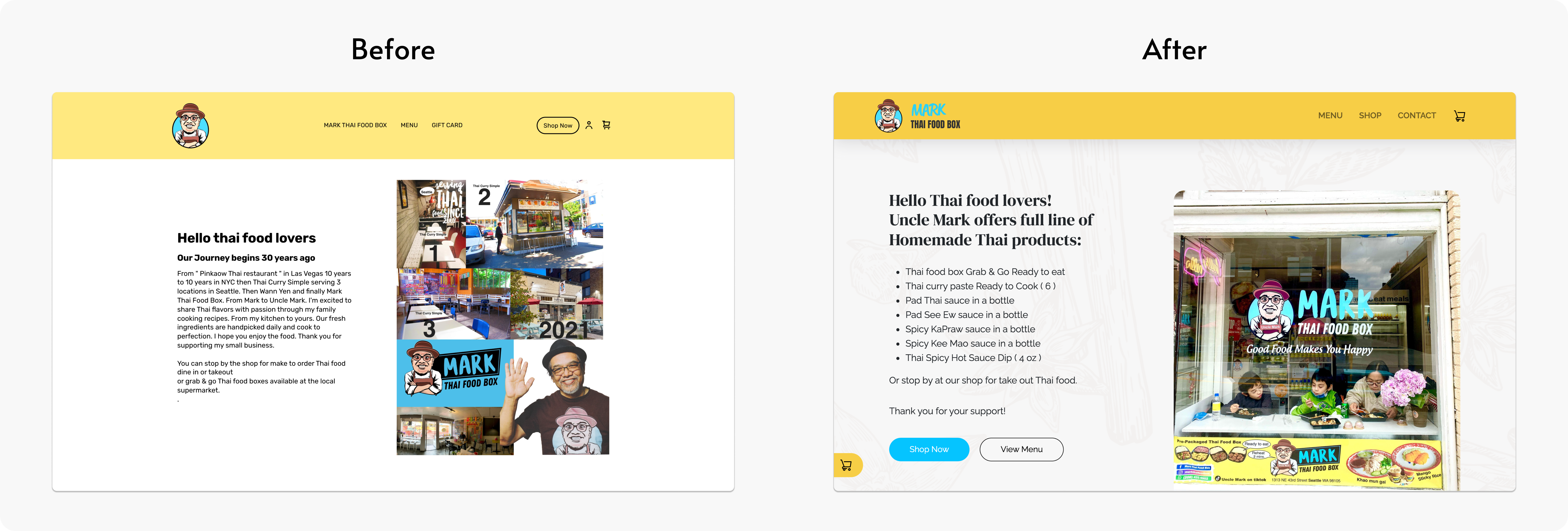 Before and After of Home page