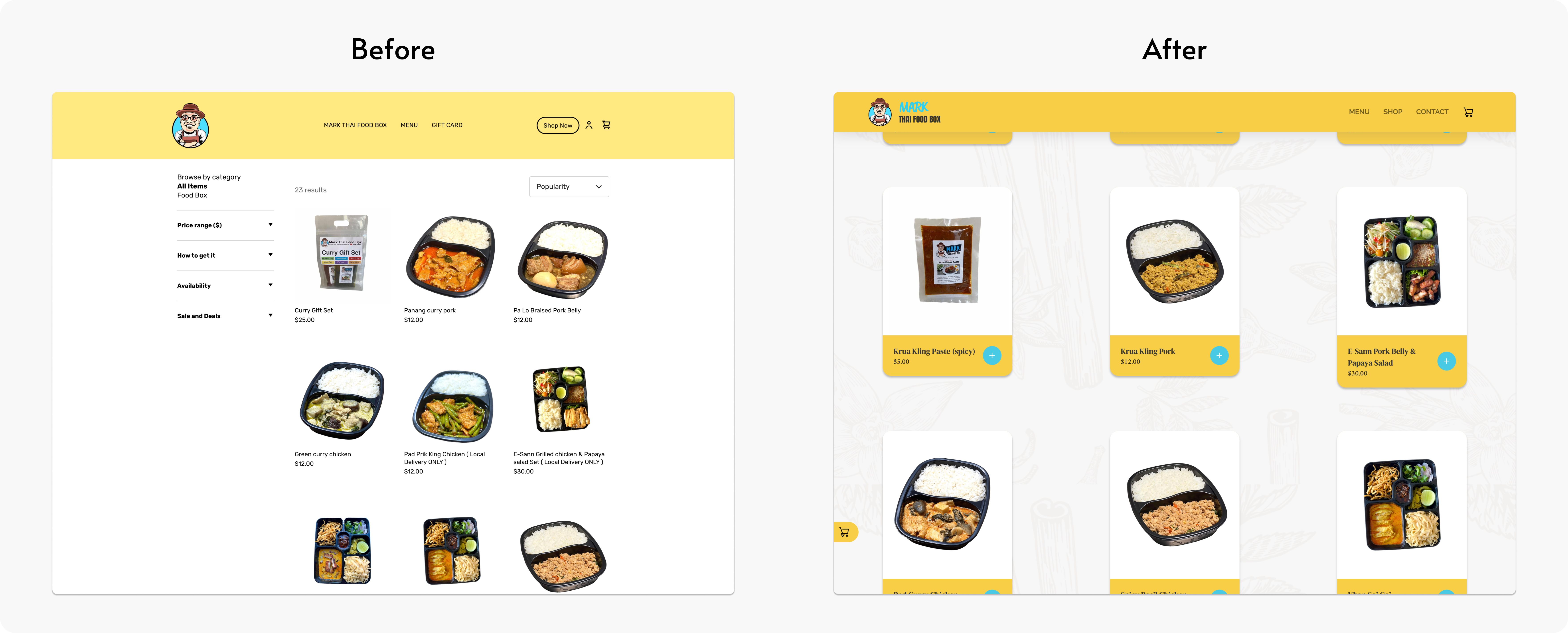Before and After of Shop page